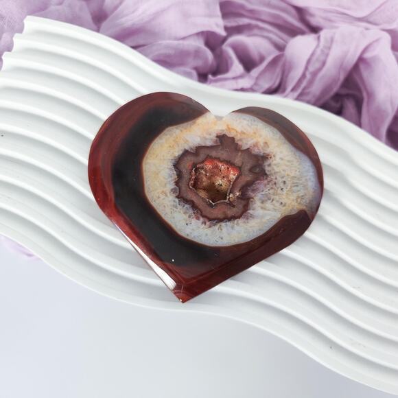 Druzy Carnelian Heart Crystal Carving Strength Crystals - Picture 3 of 7